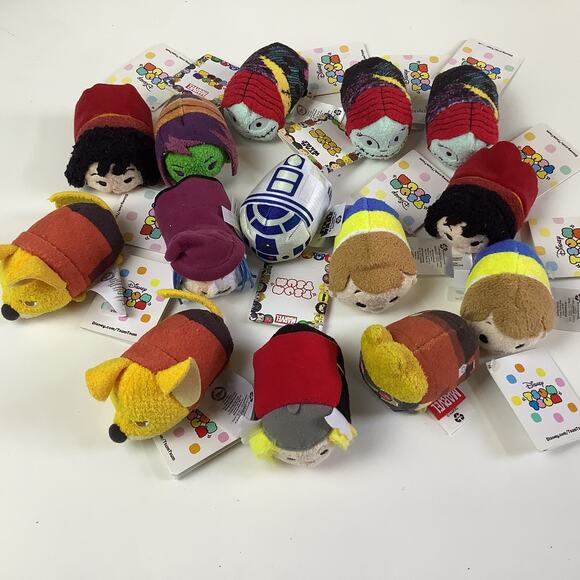Disney Tsum Tsum Mini Plush Lot of 14 Disney Marvel Disney Store Tsum Tsums NWTs - Picture 6 of 14